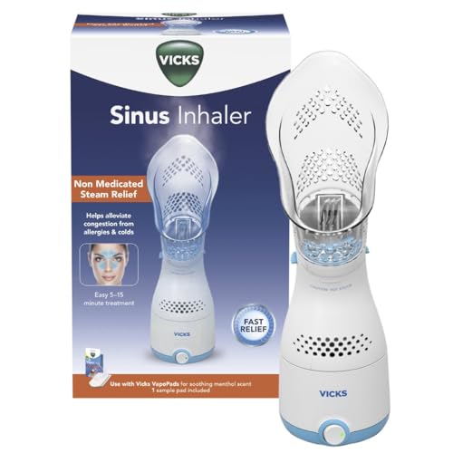 Vicks Personal Sinus Steam Inhaler, Fast Cough, Congestion, Sinus Relief. Targeted Steam Relief with Soft Face Mask. Even More Relief when used with Vicks VapoPads