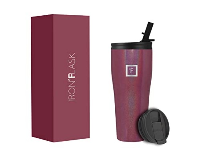 IRON °FLASK Rover Tumbler 2.0-32 Oz 2 Lids Vacuum Insulated Stainless Steel Bottle, Double Walled, Drinking Cup - Thermos Travel Mug - Mothers Day Gift - Maroon Glow - 32 Oz - Maroon Glow