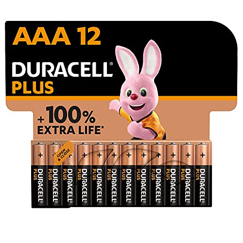 Duracell Plus AAA Batteries (12 Pack) - Alkaline 1.5V - Up To 100% Extra Life - Reliability For Everyday Devices - 0% Plastic Packaging - 10 Year Storage - LR03 MN2400