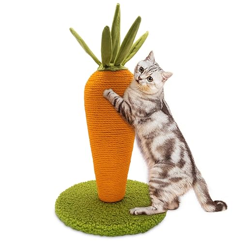AUSCAT Cat Scratching Post, Cute Carrot Scratching Post, Nature Sisal Cat Scratcher for Indoor Cats and Kittens - Carrot Scratching-Post