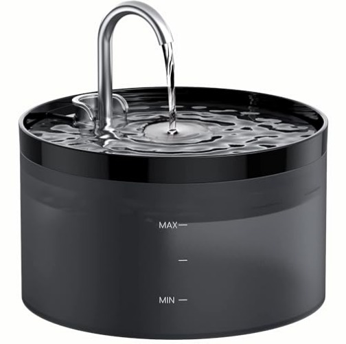 Cat Water Fountain: Dog Bowl Fountains - Automatic Pet Dispenser - Dogs Drinking Waterer Bowls Indoor - Auto Watering Dish Supplies - Easy Cleaning Animal Machine - Quiet 67oz/2L Kitty Drink Fountain - Black-2L