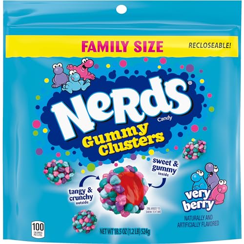Nerds Gummy Clusters Candy, Very Berry, Resealable 18.5 Ounce Big Bag - Very Berry - 18.5oz (Pack of 1)