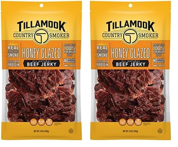 Tillamook Country Smoker Real Hardwood Smoked Beef Jerky, Honey Glazed, 10 Ounce (Pack of 2) - Honey Glazed - 10 Ounce (Pack of 2)