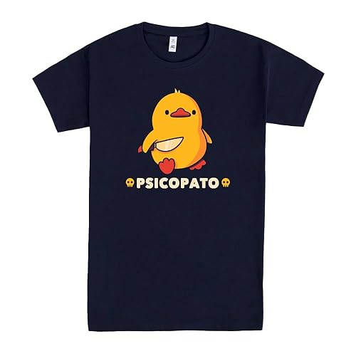 Pampling Camiseta de Manga Corta, 100% Algodón, Ropa Unisex para Hombres y Mujeres en 5 Tallas, Camiseta Azul, Modelo Psicopato - L - Azul