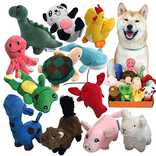LEGEND SANDY Paquete de Juguetes de Peluche chirriantes para Cachorros, Juguetes masticables pequeños para Cachorros, 12 Juguetes para Perros a Granel con chirriadores, Lindo Juguete Suave para