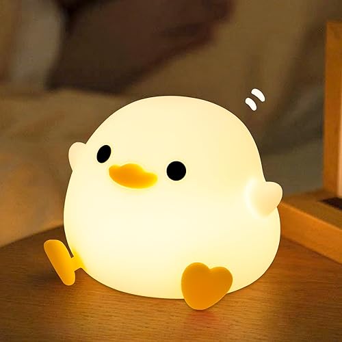 AQXONG DoDo Duck Luz Nocturna Infantil, Kawaii Luz Nocturna Infantil, Atenuación Táctil, Recargable con Función de Temporizador Portátil Luz de Noche, Regalos Infantiles para Niños y Niñas - Dodo Duck