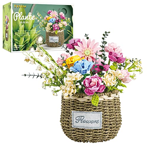 YESHIN 2660 Orchidee Set für Erwachsene,Kreative Blumen Bouquet Home Dekoration, botanische Sammlung Home Dekorationen-Kommt mit einem Blumenkorb
