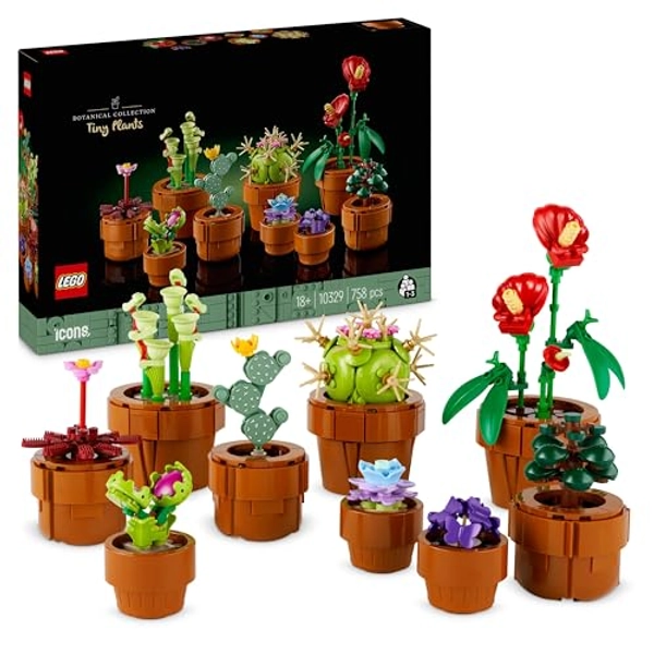 LEGO 10329 Icons Mini Pflanzen, 9 künstliche Blumen zum Bauen, Botanical Collection Sammel-Set für Erwachsene mit baubarem Terrakotta-Topf, Wohndeko, Geschenk für Frauen und Männer