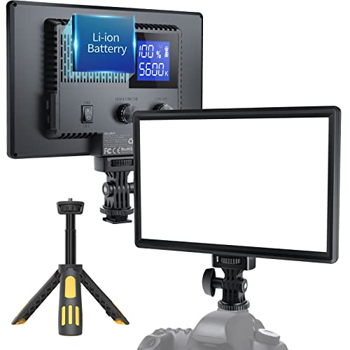 RALENO LED Video Light, Camera Light for Pictures Video Recording with 4000mAh Battery Support Type-C USB Power Supply, CRI>95 3200K-5600K Photo Light for Outdoor Photography Live Streaming Zoom Calls - Black