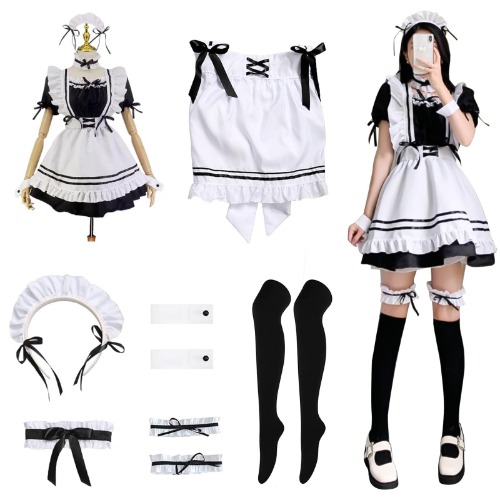 Maid Outfit, Anime French Maid Dress, halloweenkostym damer, söt tjej Cosplay klänning - XL