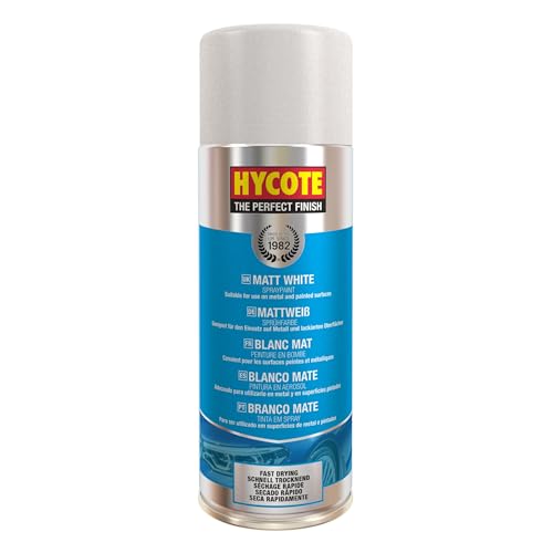 Hycote Fast Drying Aerosol Car Spray Paint, Matt White, 400 ml - Pack of 1 - 400 ml (Pack of 1) - Matt White