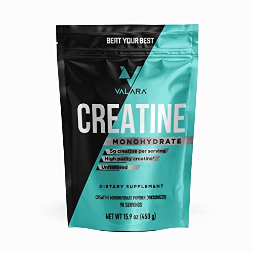Valara Creatine Monohydrate Micronized Powder 450g, 90 Servings, 5000mg Per Serv (5g) Unflavored, Vegan and Keto Friendly