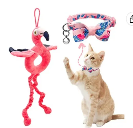 Amazon.com : Lepawit Catnip Toys, Cat Toys for Indoor Cats with Catnip & Bells & Crinkle Paper, Flamingo Hanging Cat Toy with A Free Breakaway Collar for Indoor Cats & Kitten & Kitty : Pet Supplies