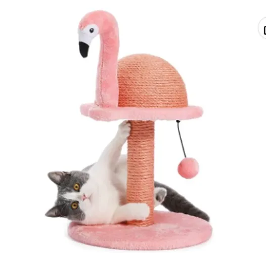 Amazon.com : PETEPELA Cat Scratching Post, Flamingos Natural Sisal Cat Scratcher with Interactive Toy Ball and Extra Replacement Sisal Scrathing Pole for Kittens and Small Cats Pink : Pet Supplies