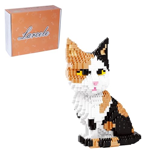 Larcele Micro Building Blocks Animal Set, DIY Mini 3D Building Toy Bricks,1191pcs KLJM-05 (Cat, Model1979) - Cat, Model1979