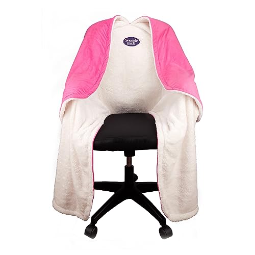 The Original Office Chair Blanket by SnuggleBack; Cozy Comfy Office Desk Chair Wrap Attaches for Convenient Heat and Hands-Free. Stay Warm In The Winter or Summer. Sherpa Fur Lining - Raspberry Pattern Fleece