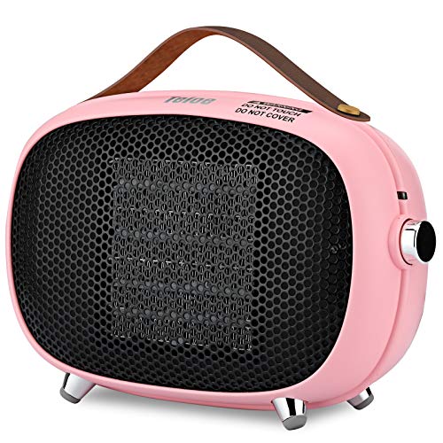 Teioe Mini Electric Ceramic Space Heater 800W/400W, Small, PTC with Tip-Over and Overheat Protection, 3 Operating Modes for Office, Bedroom and Under Desk (PINK) - PINK