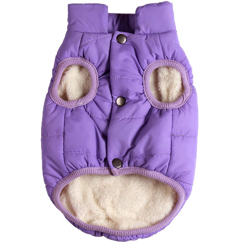 JoyDaog 2 Layers Fleece Lined Warm Dog Jacket for Winter Cold Weather,Soft Windproof Medium Dog Coat,Purple L - Large (Pack of 1) Purple