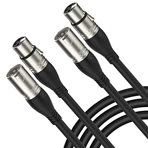 NUOSIYA XLR Kabel 3m 2Pack Mikrofonkabel, 3-Pin XLR Stecker auf Buchse Mikrofonkabel für Mikrofon, Verstärker, Mischpult, Lautsprecher - 3M 2PACK