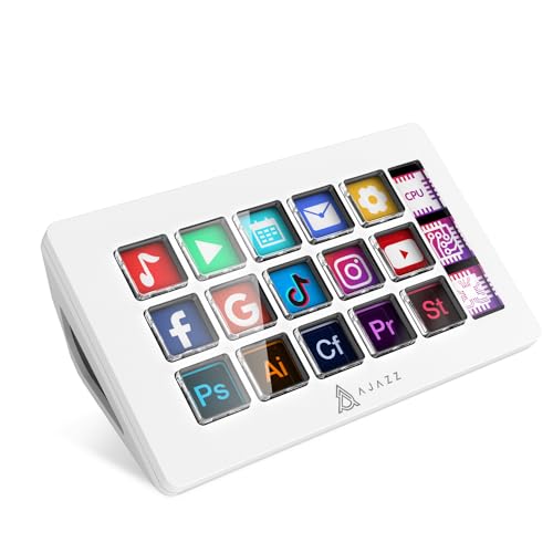 KUIYN AKP153 Studio-Controller, 15 Makrotasten, Auslösen von Aktionen in Apps und Software wie OBS, Twitch, ​YouTube, benutzerdefinierte Konsole für Live-Streaming, Foto- und Videobearbeitung (weiß) - Weiß