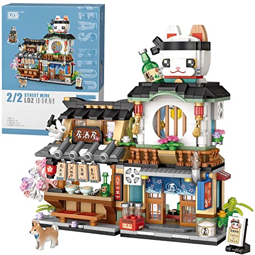 Japanische Straßenansicht Izakaya Shop Mini Bausteine, Kreatives Japanisches Spielzeug Modell Set, 789 teiliges Simulations Architektur Konstruktionsspielzeug (Nicht kompatibel mit Lego Blöcken) - Izakaya