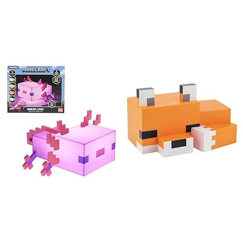 Axolotl Light & Minecraft Fuchs Leuchte, Mehrfarbig, Estándar - Bundle mit Leuchte