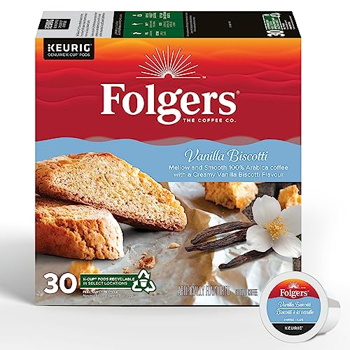 Folgers Vanilla Biscotti Flavoured Coffee, Single-Serve K-Cup Pods For Keurig Coffee Makers, 30 Count - Vanilla Biscotti - 30ct