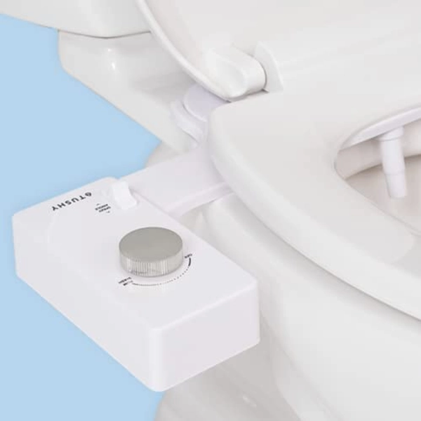 TUSHY Classic 3.0 Bidet Toilet Seat Attachment - A Non-Electric Self Cleaning Water Sprayer with Adjustable Water Pressure Nozzle, Angle Control & Easy Home Installation (Platinum) - Classic 3.0 - White/Platinum