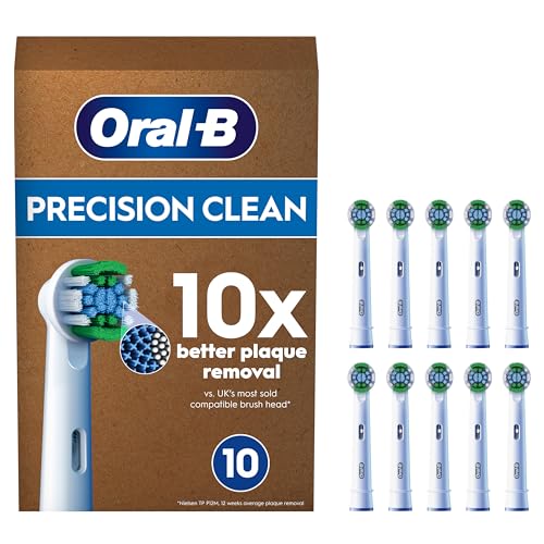 Oral-B Pro Precision Clean Electric Toothbrush Head, X-Shape And Angled Bristles for Deeper Plaque Removal, Pack of 10 Toothbrush Heads, Suitable For Mailbox, White - 10 count (Pack of 1)