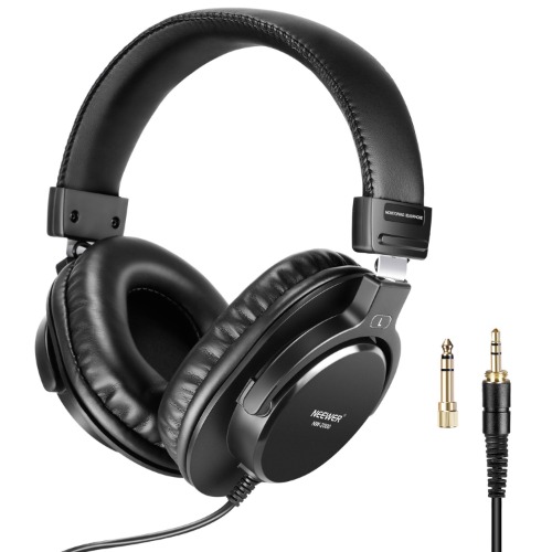 Neewer Studio Monitor Headphones - Dynamic Rotatable Headsets with 40mm Loudhailer Driver, 3 Meters Straight and Coiled Cable, 1/4inch-6.35mm Plug Adapter for PC, Cell Phones, TV (NW-2000)