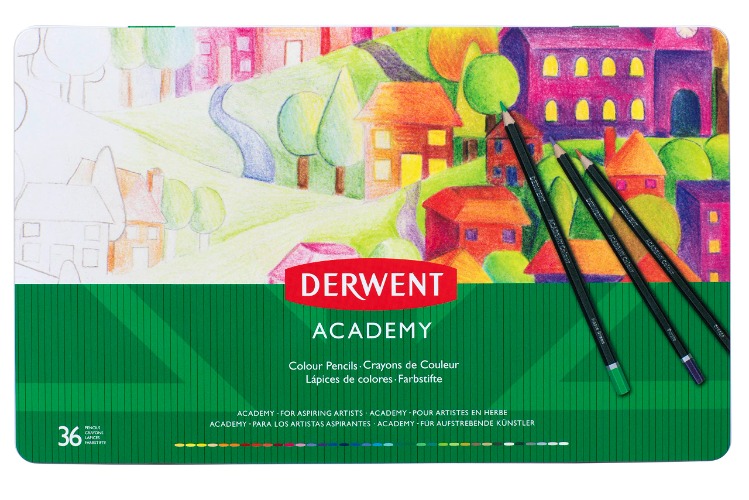 Derwent Academy Colouring Pencils, Set of 36, Tin Box