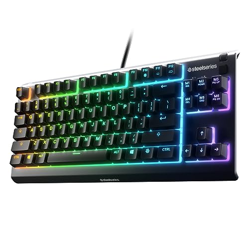 SteelSeries Apex 3 TKL RGB Gaming Keyboard – Tenkeyless Compact Form Factor - 8-Zone RGB Illumination – IP32 Water & Dust Resistant – Whisper Quiet Gaming Switch – Gaming Grade Anti-Ghosting,Black - Apex 3 TKL - Whisper Quiet – Tactile & Silent