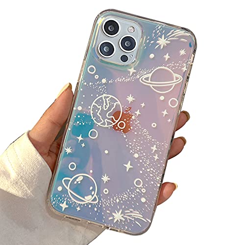 I-MGAE-IN-AR Space Planet Aesthetic Clear Crystal Case for iPhone 13 Pro 6.1 inch 2021 Released,Shockproof PC+ TPU Bumper Protective Cover for Shiny Glitter Color Cute Design for Women,Girls - for iPhone 13 Pro