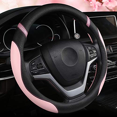 Steering Wheel Cover for Women Leather Universal Steering Wheel Covers for Car 15 inch (Pink) - Pink