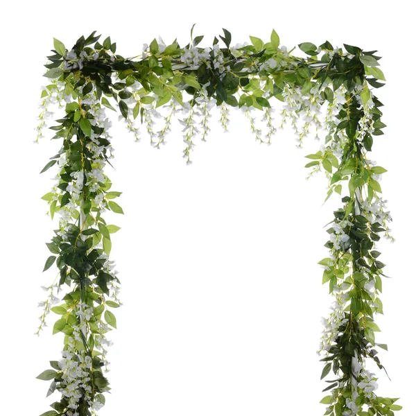 4Pcs 6.6Ft/Piece Artificial Flowers Silk Wisteria Garland-Dearhouse Artificial Wisteria Vine Rattan Silk Hanging Flower for Home Garden Outdoor Ceremony Wedding Arch Floral Decor (White) - White