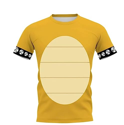 Super Brothers Peach Princess Luigis Bowser Summer Round-Neck Printed T-Shirt for Unisex Adults Teens - Yellow - XX-Large