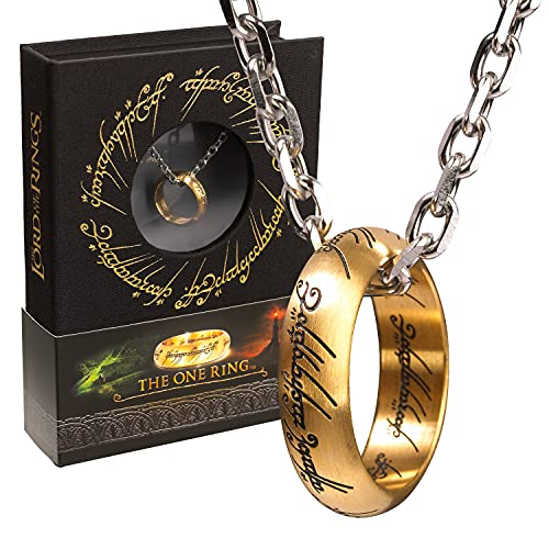 The Noble Collection The Lord of The Rings The One Ring - Anodised Stainless Steel One Ring on 24in (61cm) Chain - Officially Licensed Film Set Movie Props Jewellery Gifts