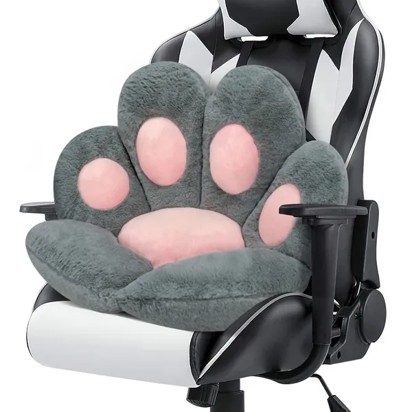 MOONBEEKI Cat Paw Cushion Chair Comfy Kawaii Chair Plush Seat Cushions Shape Lazy Pillow for Gamer Chair 28"x 24" Cozy Floor Cute Seat Kawaii for Girl Worker Gift, Dining Room Bedroom Decorate Grey