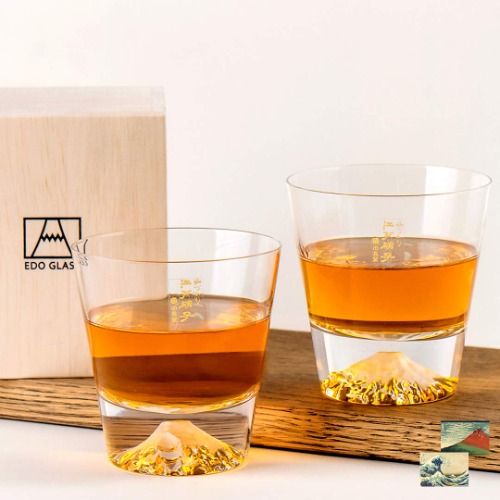 富士山グラス 田島硝子 無地ロックグラス ペアセット 2個セット おみやげグランプリ 江戸硝子 切子 富士山 富士 ウイスキーグラス ロックグラス 日本酒 父の日 母の日 還暦 外国 海外 お土産 お祝い ギフト プレゼント 人気 宅飲み 正規品 MADE IN JAPAN お土産グランプリ 桐箱入り 富嶽三十六景ポストカード付き TG15-015-R×2