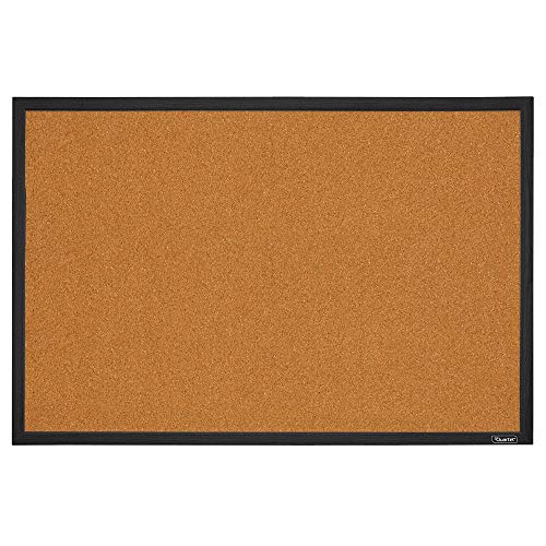 Quartet Cork Bulletin Board, Framed Corkboard, 2' x 3', Black Frame, Message Board, Vision Board (MWDB2436-BK) - Black Frame