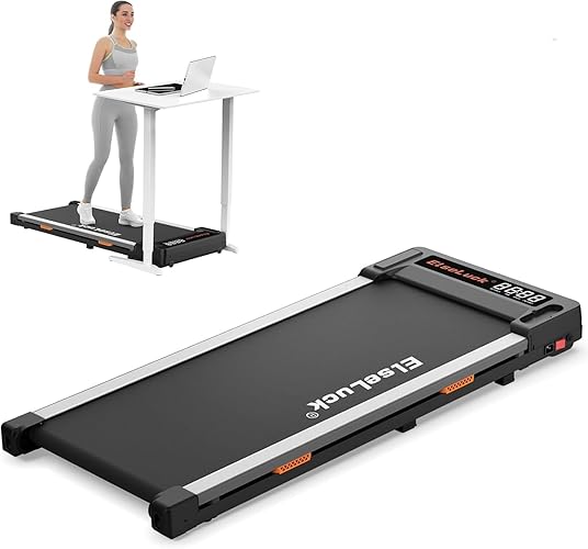 Elseluck Walking Pad Under Desk Treadmill with Workstation, Slim Foldable Design, Black - Black