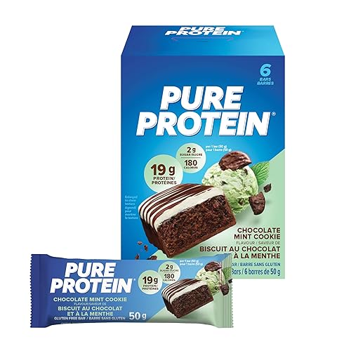 Pure Protein Bars - Nutritious, Gluten Free bar, made with Whey protein blend - low sugar, protein snack. Deliciously satisfying. Chocolate Mint Cookie (Pack of 6) - Chocolate Mint Cookie