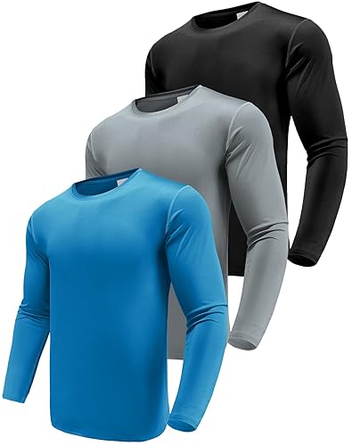 Boyzn Men's 1 or 3 Pack Performance Long Sleeve T-Shirts, UPF 50+ Sun Protection Shirts, Athletic Workout Shirts 
