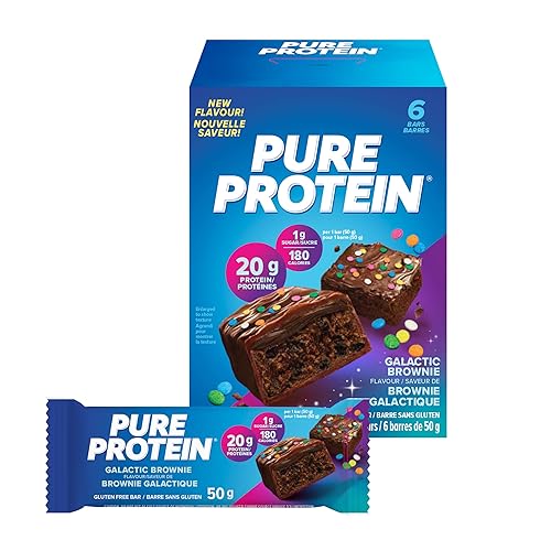 Pure Protein Bars - Nutritious, Gluten Free bar, made with Whey protein blend - low sugar, protein snack. Deliciously satisfying. Galactic Brownie (Pack of 6) - Galactic Brownie