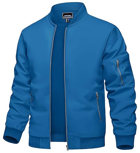 TACVASEN Men's Bomber Jacket Lightweight Casual Spring Fall Windbreaker Zip Up Coat with Pocket - X-Large - Z#1blue Green