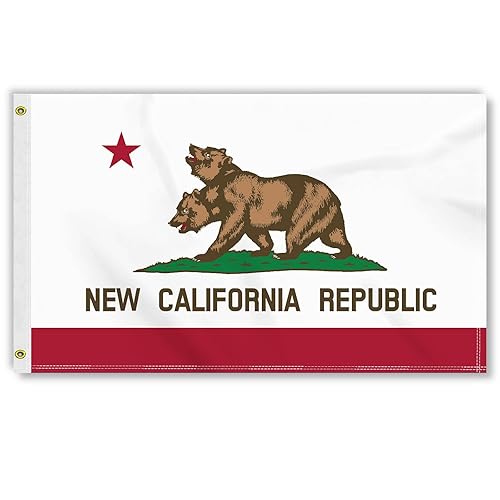 3×5 FT New California Republic Flag, Large 100D Two-Headed Bear Outdoor Banner,Two-Head Bear Doube Side Printing Decor For Patio Garden With Brass Gromment