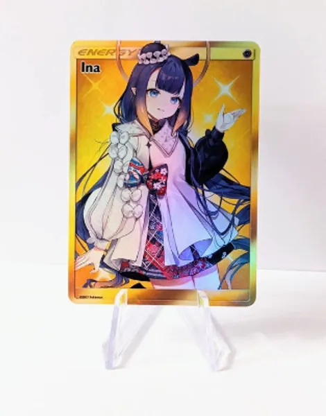 Full Art Holographic Pokemon Orica Custom Waifu Card  Ina | Etsy