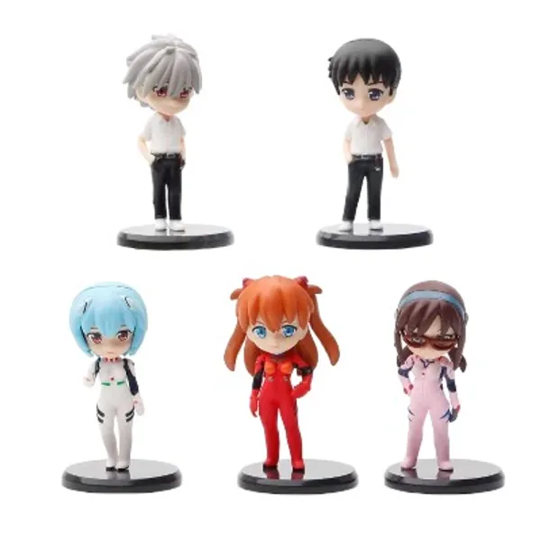 5 Pcs/2.7in Evangelion Figure Set,Rei Ayanami/Asuka Langley Soryu/Shinji Ikari/Kaworu Nagisa/Mari Makinami Illustrious Anime EVA Figure Cake Toppers for Fans Collection (5 pcs)