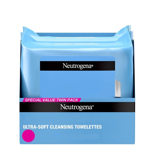 Neutrogena Makeup Remover Cleansing Face Wipes, Alcohol-Free, Value Twin Pack, 25 Count, 2 Pack - 25 Count (Pack of 2)