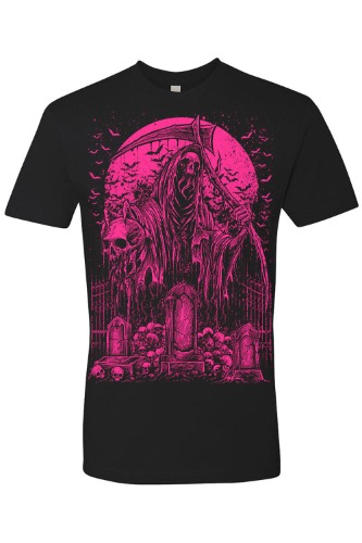 Graveyard Grim Reaper T-shirt [PINK] | Mens Tee / 3XL